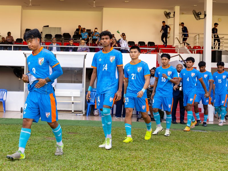Confident Blue Colts ready to face Bhutan in SAFF U20 Championship semifinal at the National Stadium in Malé, Maldives, on Wednesday. Photo credit: AIFF