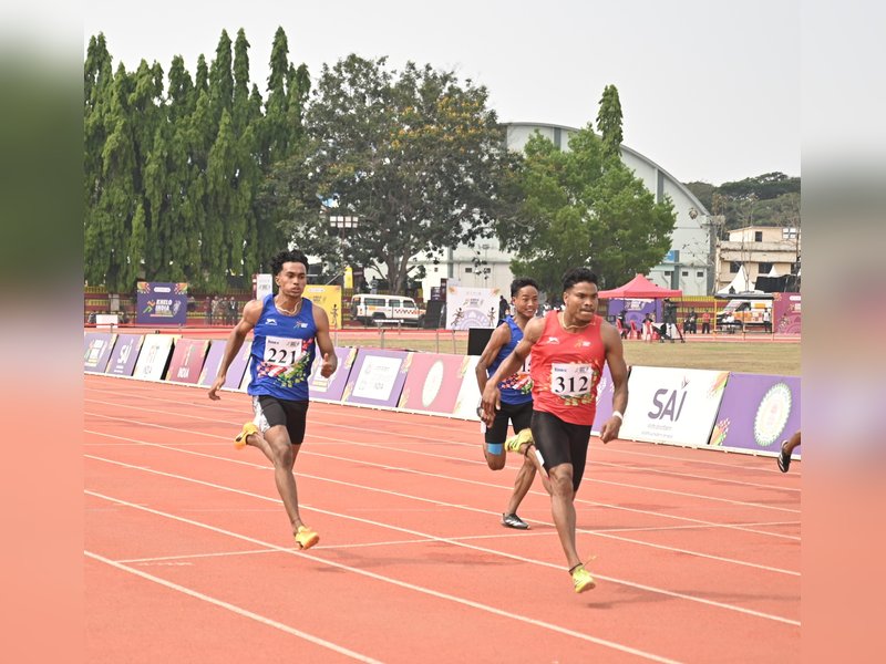 Jharkhand’s Shiv Kumar and Prithvi Oraon are fastest men and women athletes on Day 7 of the inaugural edition of the Khelo India Tribal Games 2026 at the Kreeda Parisar ground in Jagdalpur on Tuesday. Photo credit: KITG 2026