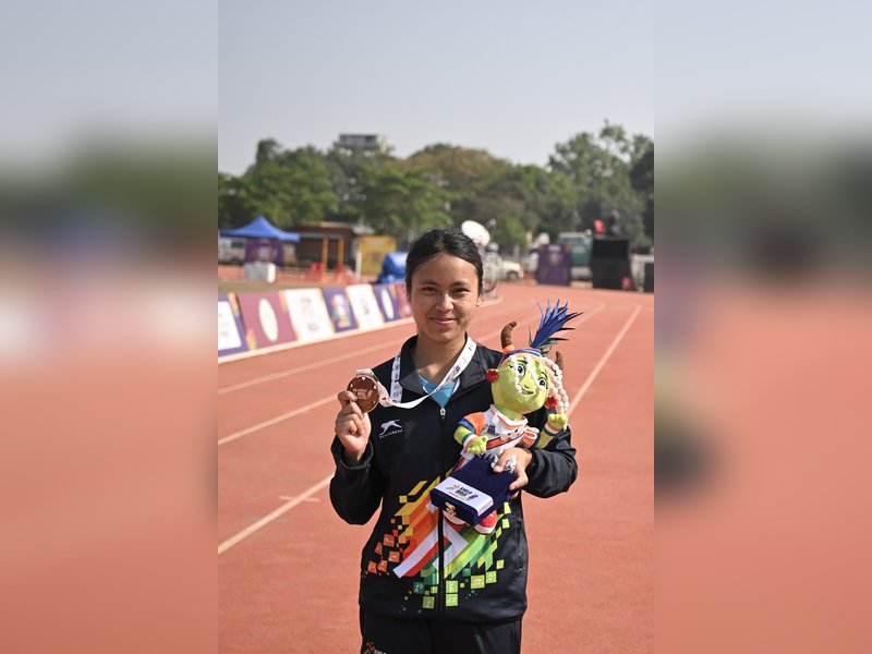 Meghalaya's Bethlyne Grace Makri bags bronze medal in Khelo India Tribal Games (KITG) 2026, months after switching to race-walking. Photo credit: KITG 2026