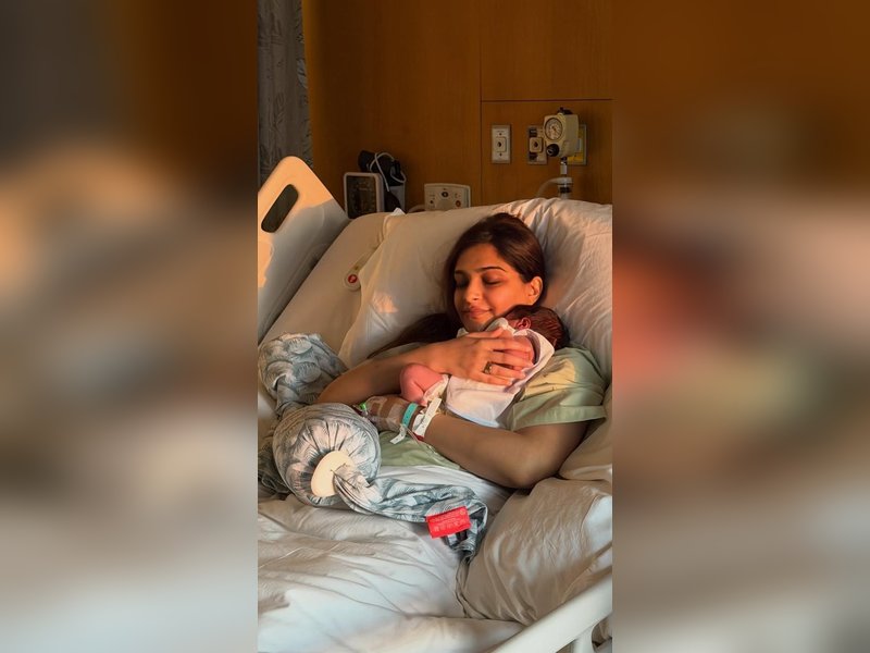 Sonam Kapoor shares first pic holding her newborn close to her heart from the hospital