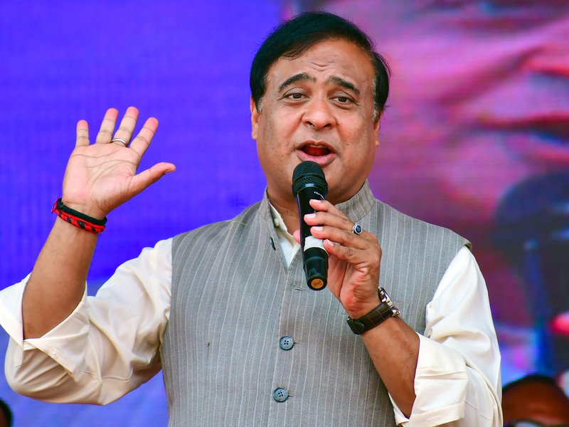 Nagaon: Assam Chief Minister Himanta Biswa Sarma addresses a public meeting as a part of his election campaign in support of party candidate Jitu Goswami from Barhampur constituency ahead of the Assam Assembly elections, in Barhampur in Nagaon district of Assam, on Monday, April 06, 2026. (Photo: IANS)