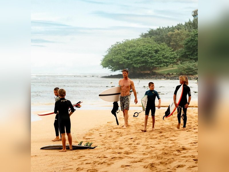 Chris Hemsworth cherishes moments of surfing with kids:  I’ll never take it for granted