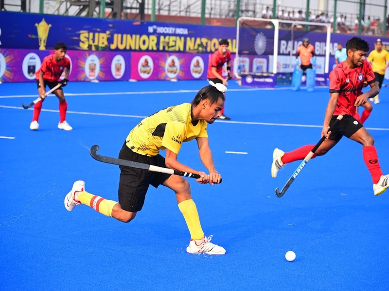 Dadra & Nagar Haveli and Daman & Diu, Punjab, Uttar Pradesh, and Madhya Pradesh win quarterfinal matches in Division A of the 16th Hockey India Sub-Junior Men National Championship 2026 in Rajgir, Bihar, on Thursday. Photo credit: Hockey India