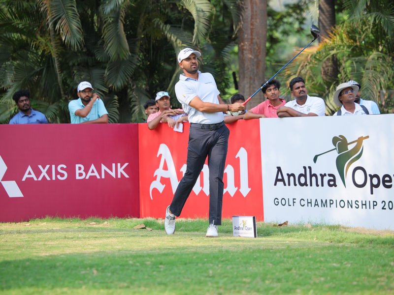 Khalin Joshi extends lead to three shots on Day 3 of the Andhra Open 2026 at the East Point Golf Club in Visakhapatnam on Thursday.  Photo credit: PGTI