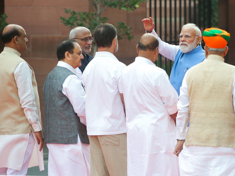 PM Modi, Rahul Gandhi share rare brief exchange at Parliament amid earlier tensions