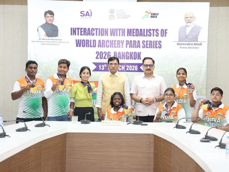 Union Sports Minister felicitates Indian contingent for stellar performance at Bangkok 2026 World Archery Para Series (Ld)