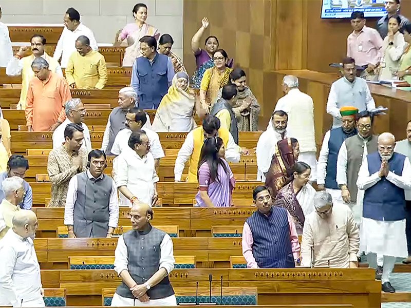 New Delhi: Prime Minister Narendra Modi in the Lok Sabha during the special sitting of the Budget Session 2026, participating in a debate on the Women’s Reservation Bill, at Parliament House in New Delhi on Thursday, April 16, 2026. (Photo: IANS/Sansad TV)