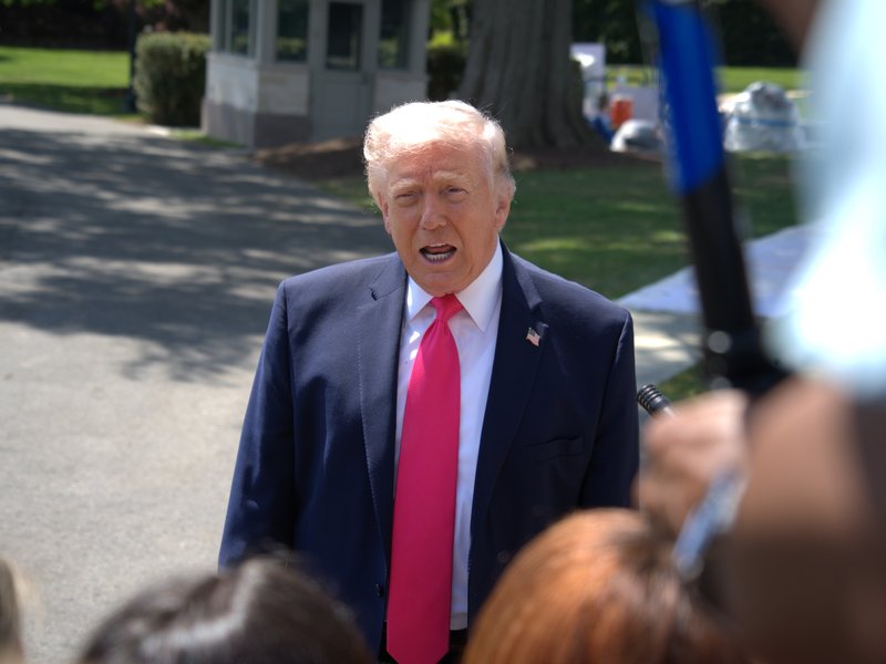 Washington, D.C.: U.S. President Donald Trump speaks to the press on the South Lawn of the White House in Washington, D.C., the United States, April 16, 2026. Trump said Thursday he would consider visiting Pakistan if a peace deal is reached between the United States and Iran to end the weekslong conflict. (Photo: Xinhua via IANS)
