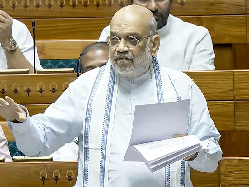 New Delhi: Union Home Minister Amit Shah speaks in the Lok Sabha during the special sitting of the Budget Session 2026, during a debate on the Women’s Reservation Bill and delimitation, in New Delhi on Friday, April 17, 2026. (Photo: IANS/Sansad TV)