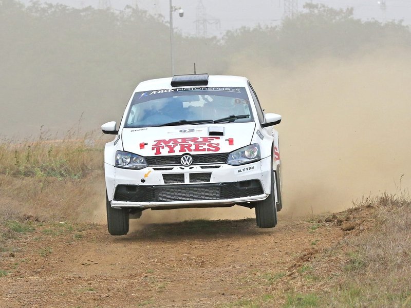 Karna Kadur takes advantage in APRC Round 2 and INRC opener at Madras International Circuit in Chennai on Saturday. Photo credit: fmsci