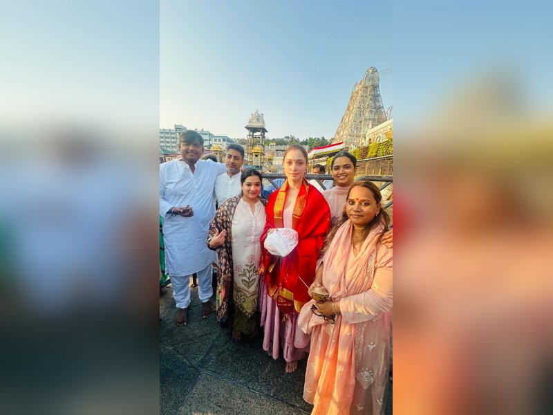 Tamannaah Bhatia offers prayers at the Tirumala temple
