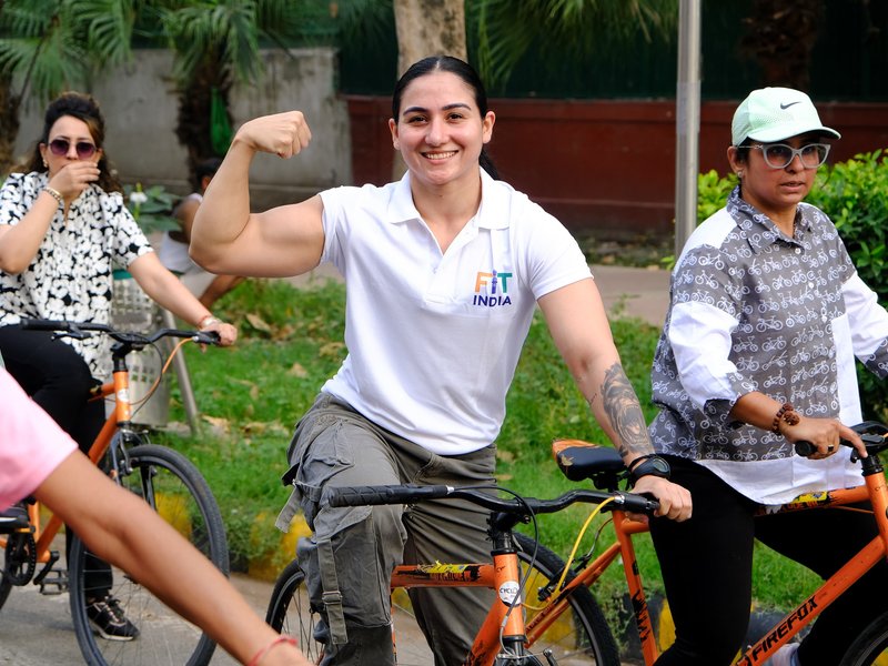 Geeta Phogat, Saweety Boora join Fit India Sundays on Cycle women's special edition (Credit: SAI)