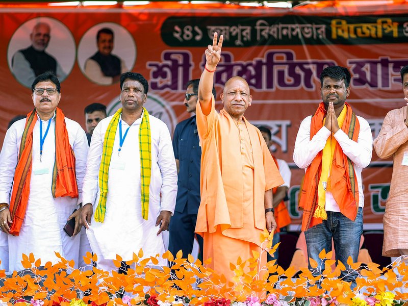 Garbeta: Uttar Pradesh Chief Minister Yogi Adityanath during an election campaign ahead of the West Bengal Assembly elections, in Paschim Medinipur district of West Bengal on Monday, April 20, 2026. (Photo: IANS/X/@myogiadityanath)