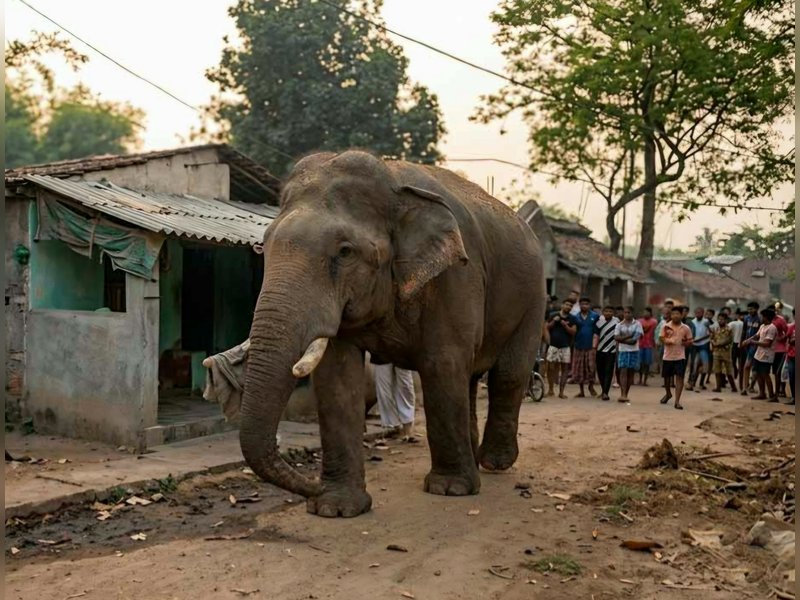 Elephant in 'queue' outside Bengal’s Jhargram voting booth causes brief alarm