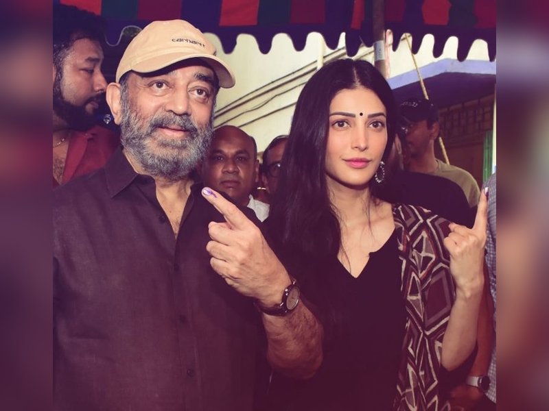 Kamal Haasan, Shruti Haasan cast their vote, flaunt their inked fingers
