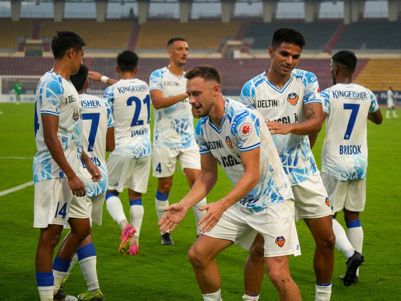 Clinical FC Goa ease past NorthEast United FC at the Indira Gandhi Athletic Stadium, Guwahati, on Friday. Photo credit: AIFF