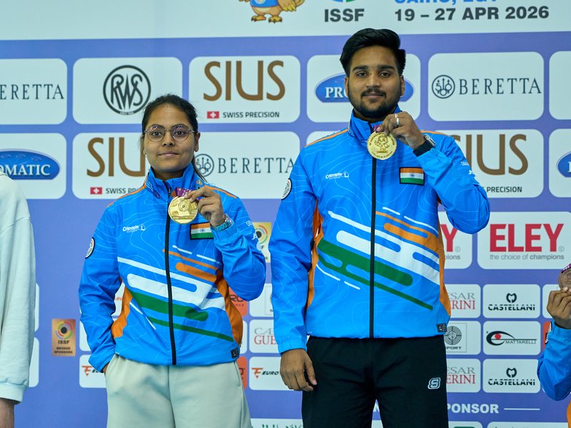 ISSF Jr World Cup: Vanshika and Chirag win 10m air pistol mixed team gold as India continue to top table (Credit: NRAI)
