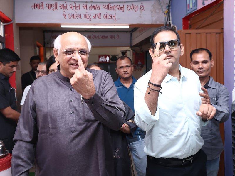 Amit Shah, Jeet Adani, CM Bhupendra Patel cast votes as Gujarat local body polls underway