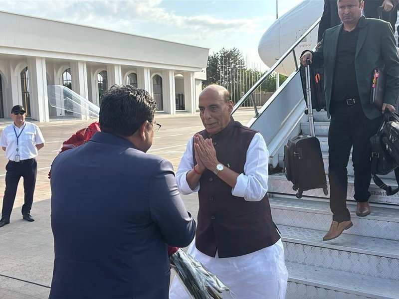 Rajnath Singh arrives in Bishkek to attend SCO Defence Ministers' Meeting