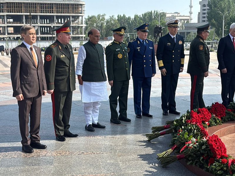 Rajnath Singh lays wreath at Victory Square in Kyrgyzstan ahead of SCO meet