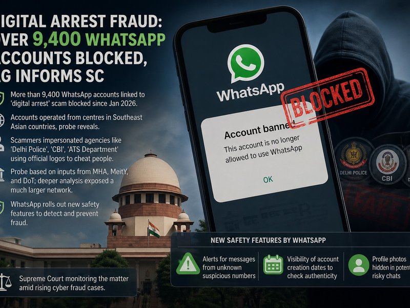 Digital arrest fraud: Over 9,400 WhatsApp accounts blocked, Centre tells SC