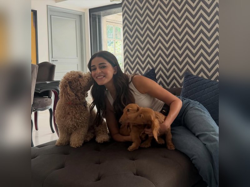 Mom of three Ananya Panday spends some quality time with her fur babies 