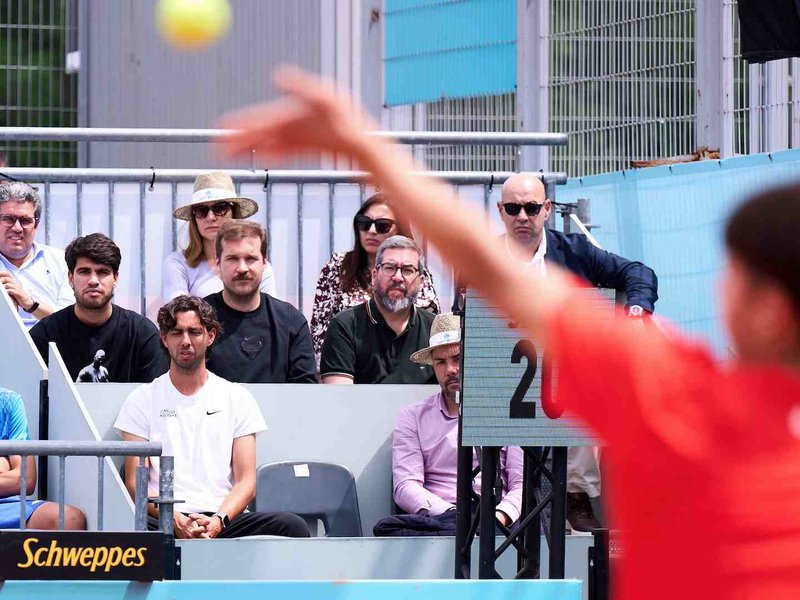 Carlos Alcaraz watches his brother Jaime's debut in under-16 section of the Madrid Open 2026 in Madrid. Photo credit: ATP 
