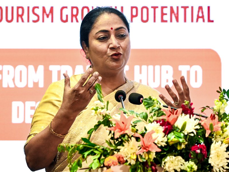 New Delhi: Delhi Chief Minister Rekha Gupta addresses the Tourism Stakeholder Conference 2026 on the theme “Unlocking Delhi’s Tourism Growth Potential: From Transit Hub to Destination City” at The Ashok Hotel in New Delhi on Saturday, May 02, 2026. (Photo: IANS/Deepak Kumar)