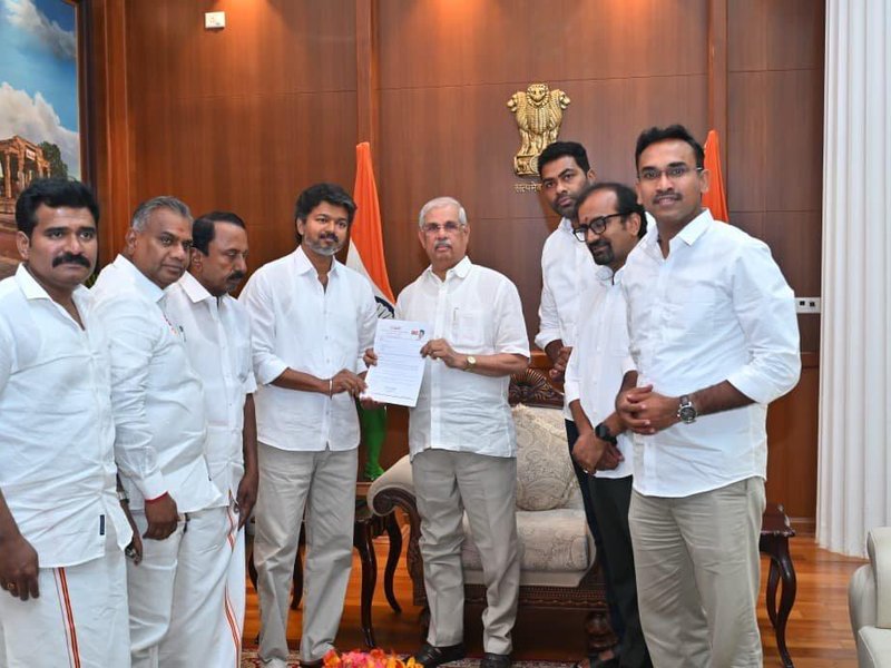 TVK leader Vijay meets Governor, stakes claim to form government in TN