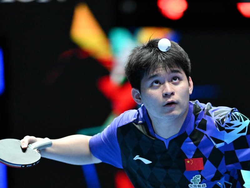 Wang Chuqin leads China's comeback win over Romania at ITTF World Team Table Tennis Championships Finals at the Wembley Arena in London on Wednesday. Photo credit: Xinhua