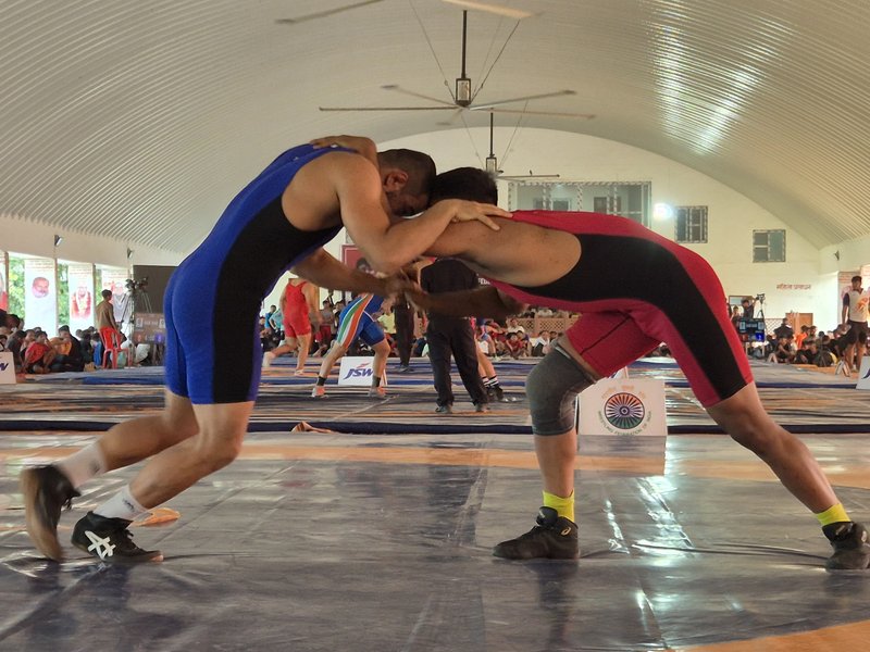 Deepak Punia advances to 92kg final; Rohit progresses in 125kg category in the Senior Open Ranking Wrestling Tournament 2026 at Nandininagar, Gonda, on Sunday. Photo credit: WFI