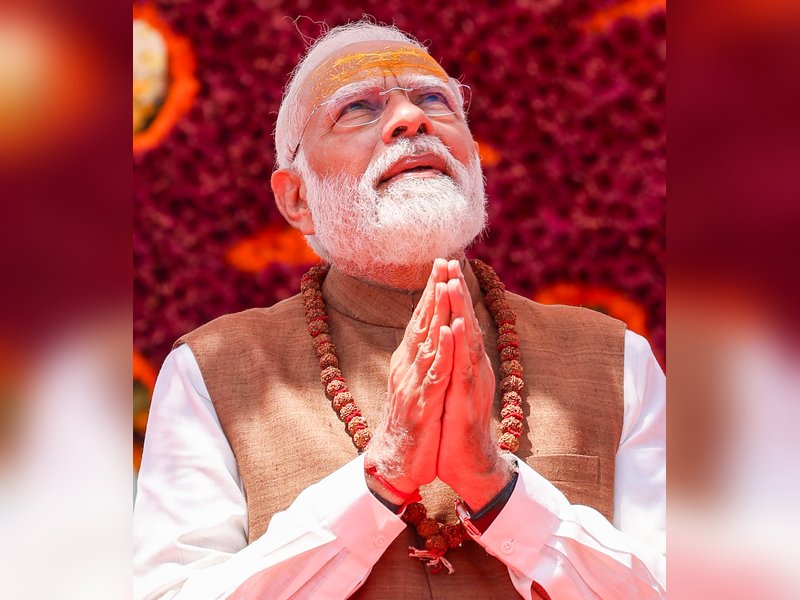Gir Somnath: Prime Minister Narendra Modi offers prayer as part of the Somnath Amrut Mahotsav at the Somnath Temple in the Gir Somnath district of Gujarat on Monday, May 11, 2026. (Photo: IANS/PMO)