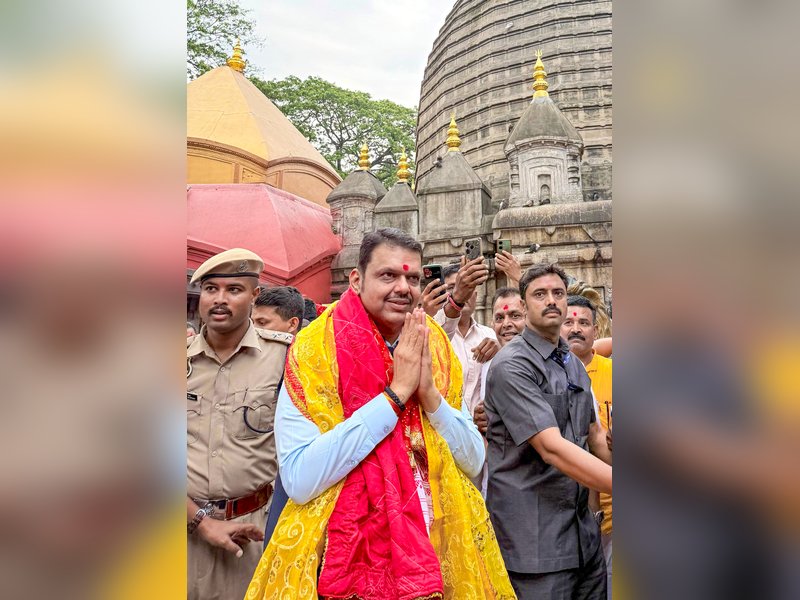 Guwahati: Maharashtra Chief Minister Devendra Fadnavis offers prayers at the Maa Kamakhya Temple in Guwahati, Assam, on Monday, May 11, 2026. (Photo: IANS/X/@Dev_Fadnavis)