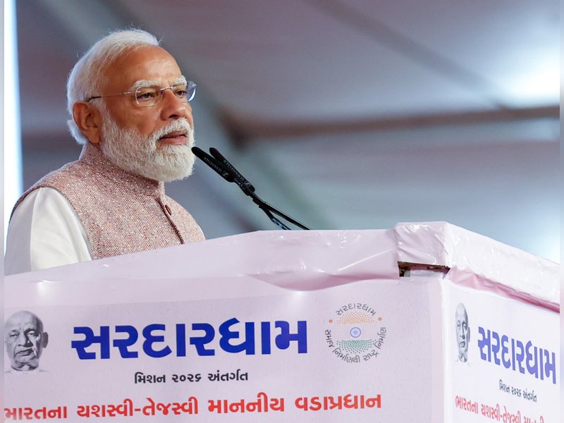 Vadodara: Prime Minister Narendra Modi addresses the inauguration of the Sardardham Hostel in Vadodara, Gujarat, on Monday, May 11, 2026. (Photo: IANS/PMO)