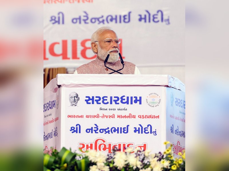 Vadodara: Prime Minister Narendra Modi addresses the inauguration of the Sardardham Hostel in Vadodara, Gujarat, on Monday, May 11, 2026. (Photo: IANS/PMO)