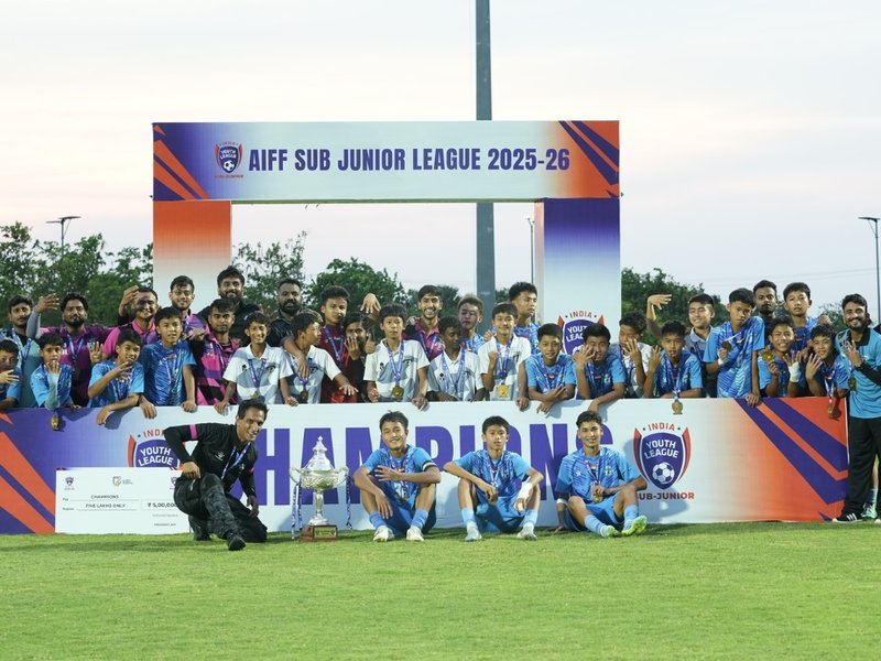 Minerva Academy crowned champions of AIFF Sub-Junior League 2025-26  at Scamper Park, FC Madras in Mahabalipuram on Wednesday. Photo credit: AIFF