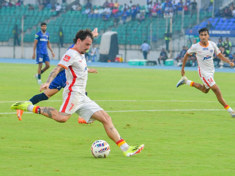 Debutant Serto Worneilen Kom's late magic ensures Bengaluru FC finish season with a victory over Chennaiyin Fc at the Marina Arena on Saturday. Photo credit: AIFF