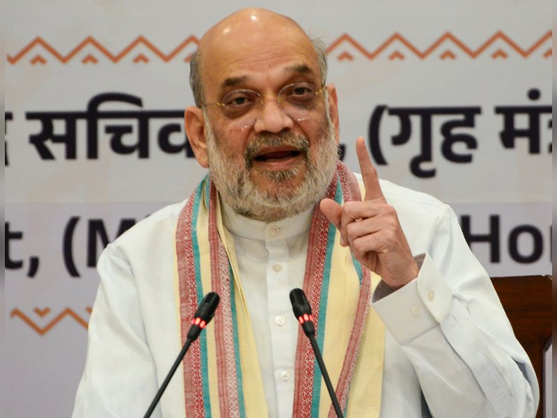 Bastar: Union Home Minister Amit Shah addresses the media during a press conference in Jagdalpur, Bastar district, Chhattisgarh, on Tuesday, May 19, 2026. (Photo: IANS)