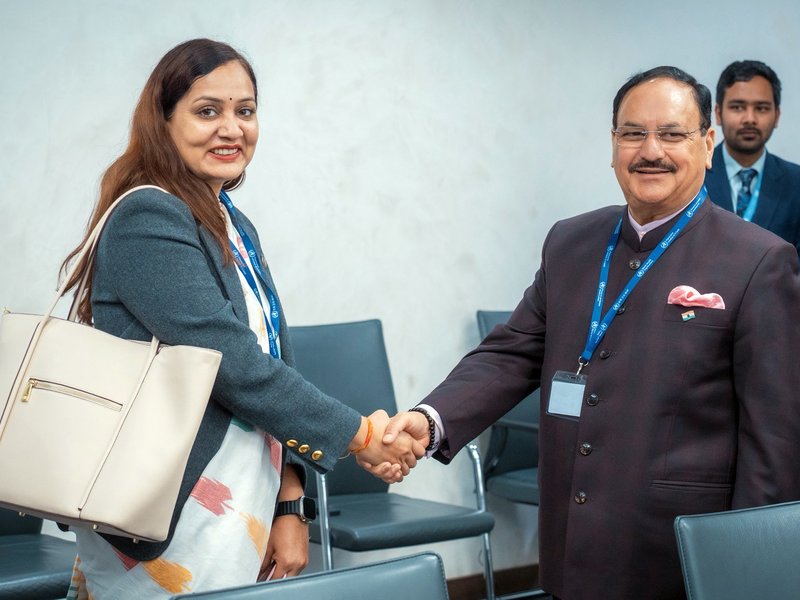 Geneva: Union Health Minister Jagat Prakash Nadda holds a bilateral meeting with Nepal’s Health Minister Neesha Mehta on the sidelines of the 79th World Health Assembly in Geneva, Switzerland on Tuesday, May 19, 2026. (Photo: IANS/X/@MoHFW_INDIA)