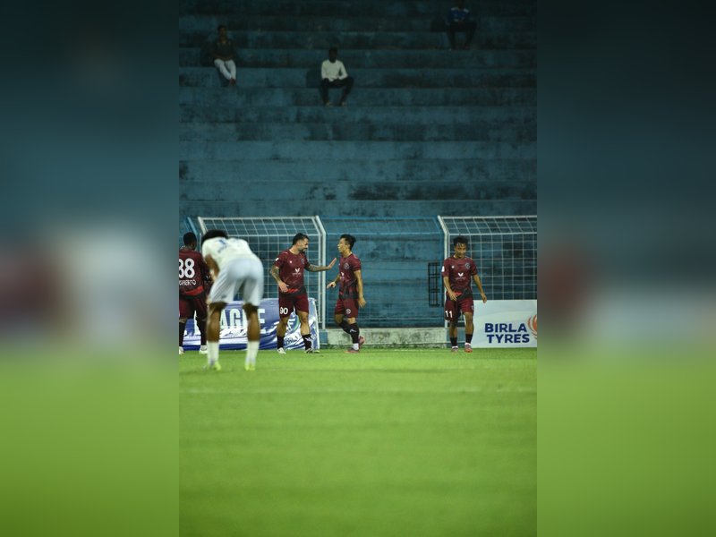 Late rally helps Chanmari FC rescue a point against Rajasthan United in the Indian Football League 2025-26 at the Kalyani Stadium in Kalyani on Tuesday. Photo credit: AIFF 