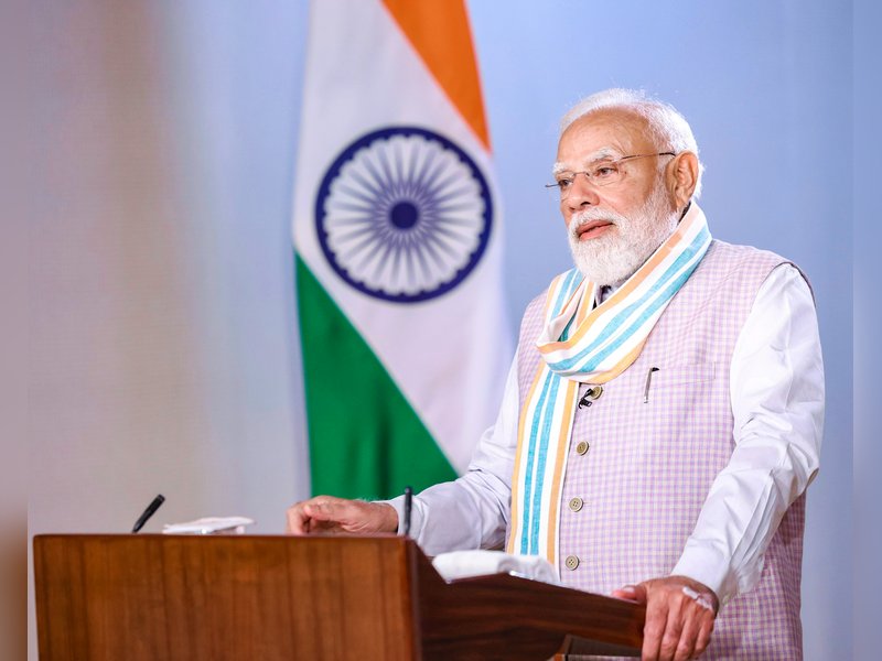 New Delhi: Prime Minister Narendra Modi distributes appointment letters to newly recruited candidates under the Rozgar Mela programme via video conferencing in New Delhi on Saturday, May 23, 2026. (Photo: IANS)