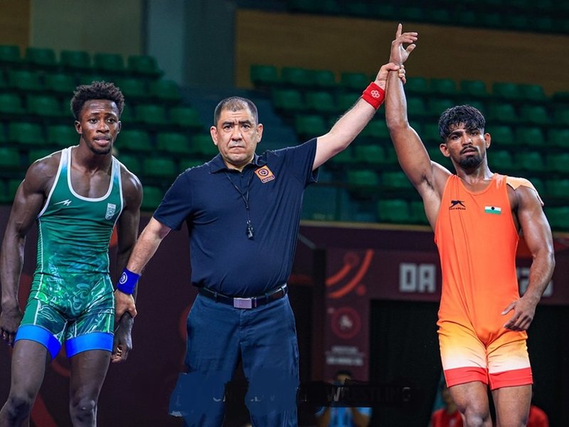 Sagar, Suraj through to finals on first day of the Greco-Roman section of the U23 Asian Championships at the Tien Son Sport Center in Da Nang, Vietnam, on Saturday. Photo credit:  