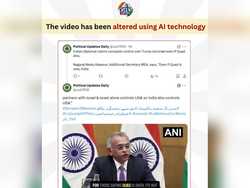 PIB Fact Check debunks AI-generated video falsely attributed to MEA official over Quad
