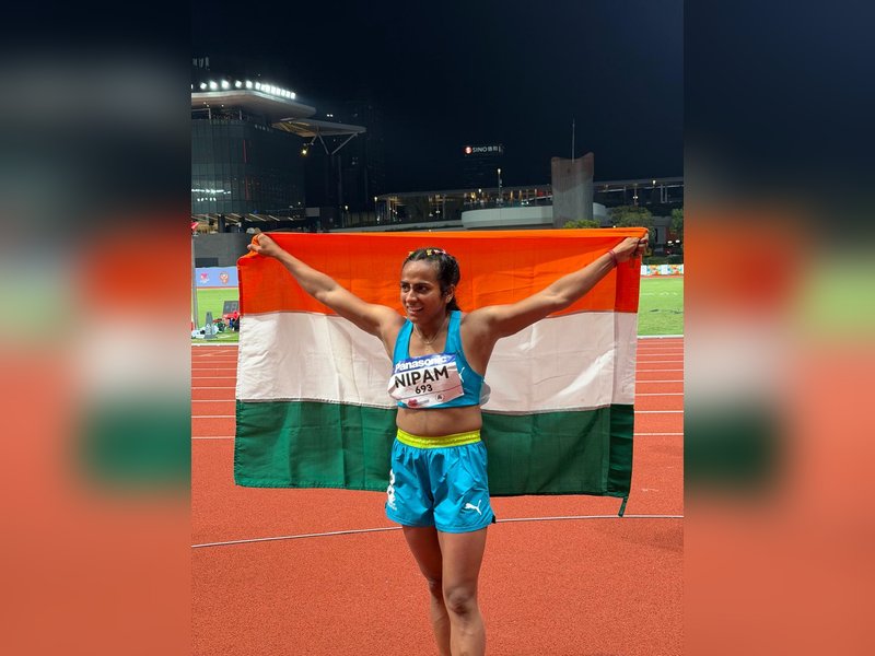 Sprinter Nipam makes memorable debut, wins 100m bronze on the opening day of the U20 Asian Athletics Championships in Hong Kong, China, on Thursday. Photo credit: AFI