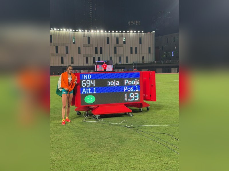 Pooja improves women’s national high jump record in the 22nd Asian U20 Athletics Championships in Hong Kong, China, on Friday. Photo credit: AFI  