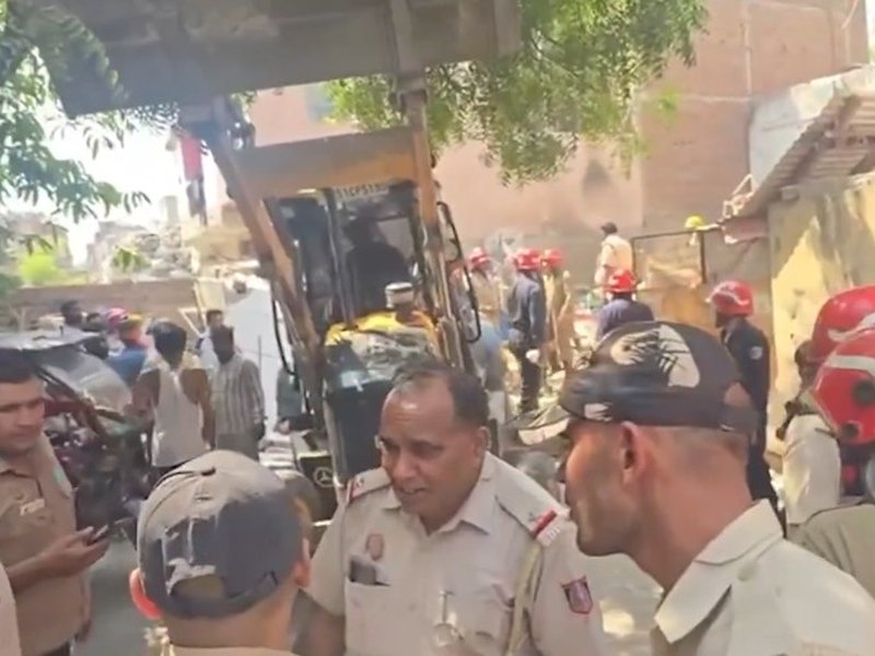 Suspected cylinder blast triggers building collapse in Delhi's Mukundpur, six injured