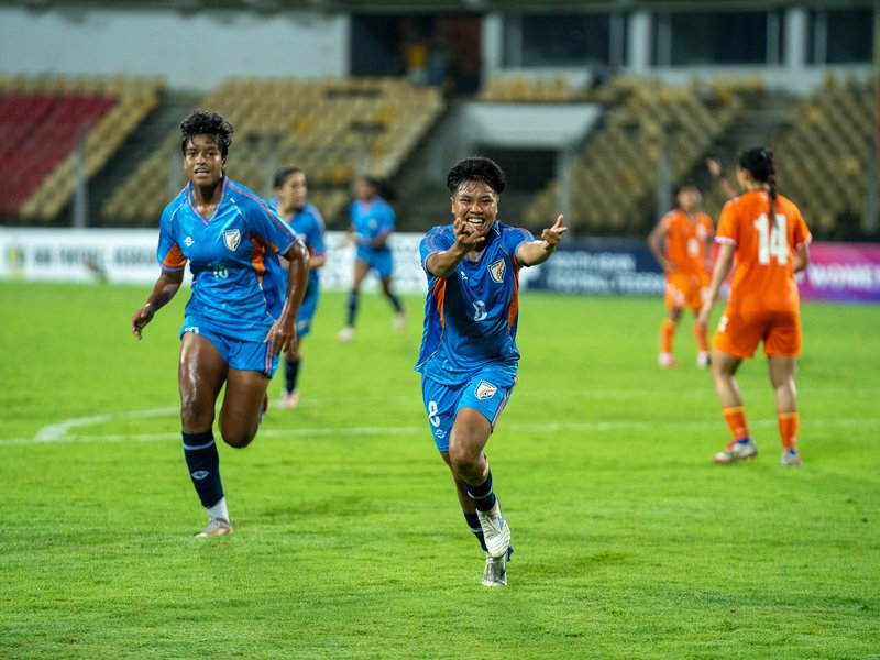 Sanfida Nongrum books India's spot in SAFF Women's Championship final with 1-0 win over Bhutan in the semifinal at the Pandit Jawaharlal Nehru Stadium in Margao, Goa, on Wednesday.