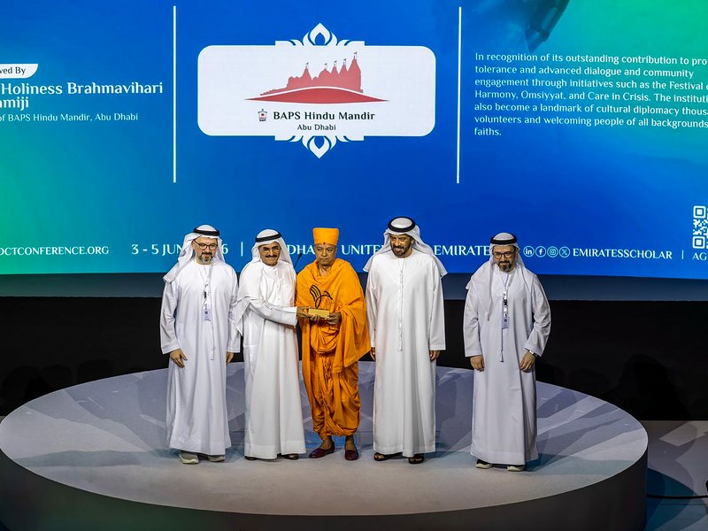 BAPS Hindu Mandir Abu Dhabi honoured with prestigious Tolerance Award 2026