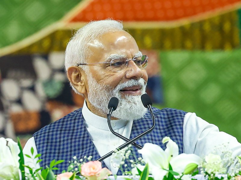 Surat: Prime Minister Narendra Modi addresses during the foundation stone laying and inauguration of various development projects, in Surat on Friday, June 5, 2026. (Photo: IANS/PMO)