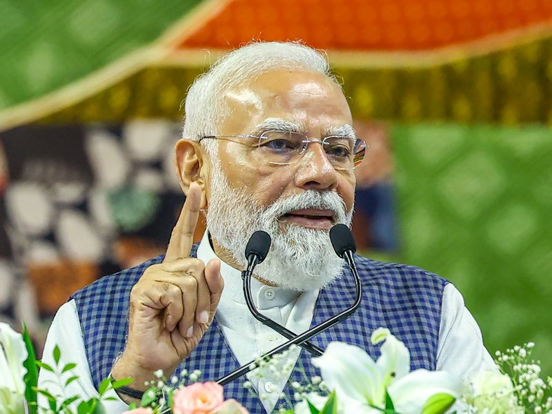 Surat: Prime Minister Narendra Modi addresses during the foundation stone laying and inauguration of various development projects, in Surat on Friday, June 5, 2026. (Photo: IANS/PMO)